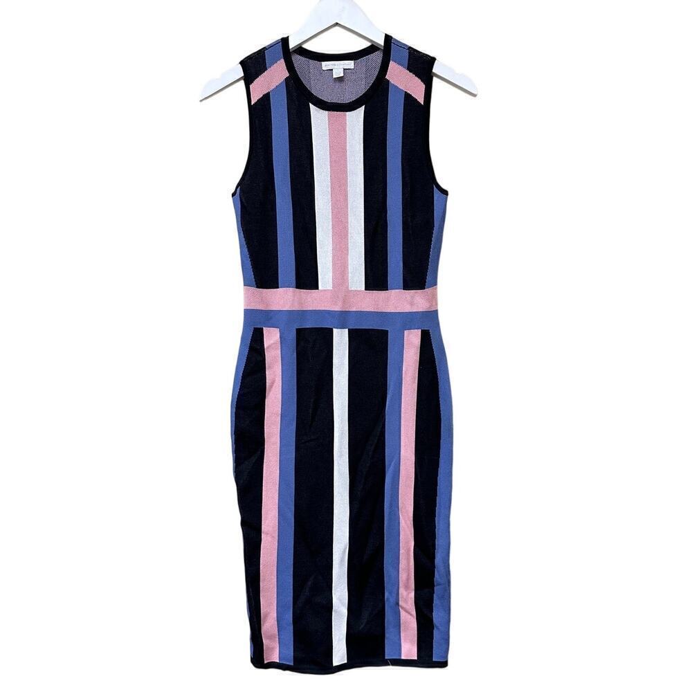 Workwear Petite Small Stripe Midi Sweater Sheath Dress Blue/Pink/Black